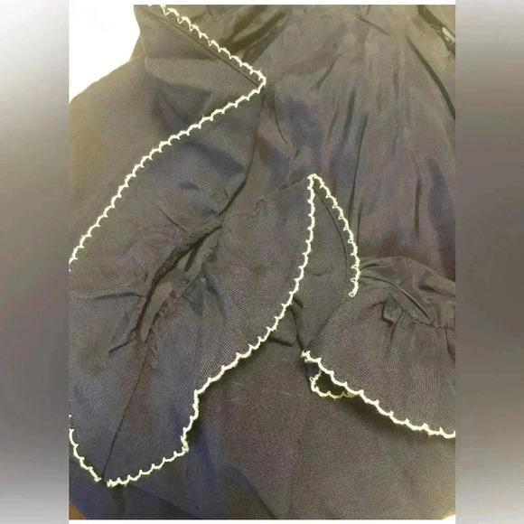 Vintage SHANNON MCLEAN navy Blue White V-Neck Ruffle Sleeveless Dress Small? - Picture 5 of 5